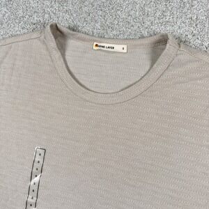 NEW Marine Layer T Shirt Mens Small Beige Textured Stripe Short Sleeve Crew